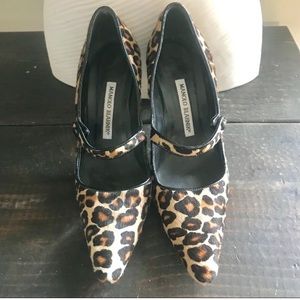 ‘Campari’ Leopard Print Calf Hair Mary Jane Pump
